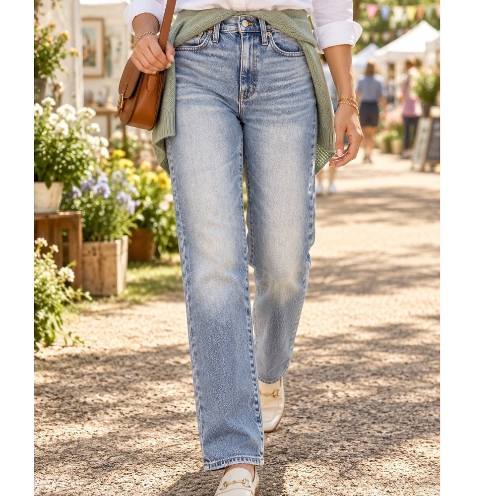 Madewell High-Rise Slim Boyjean Light Indigo Wash Size 24 Ankle Denim Jeans